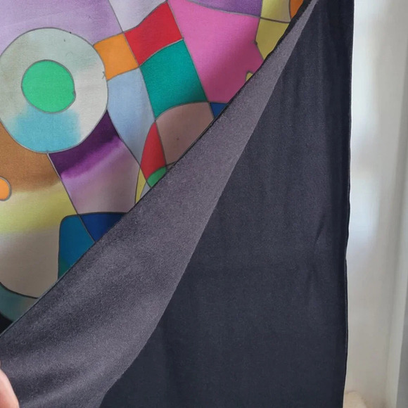 L.J. Bamboo 100% Silk Pashmina Abstract Colorful Scarf - Picture 3 of 8